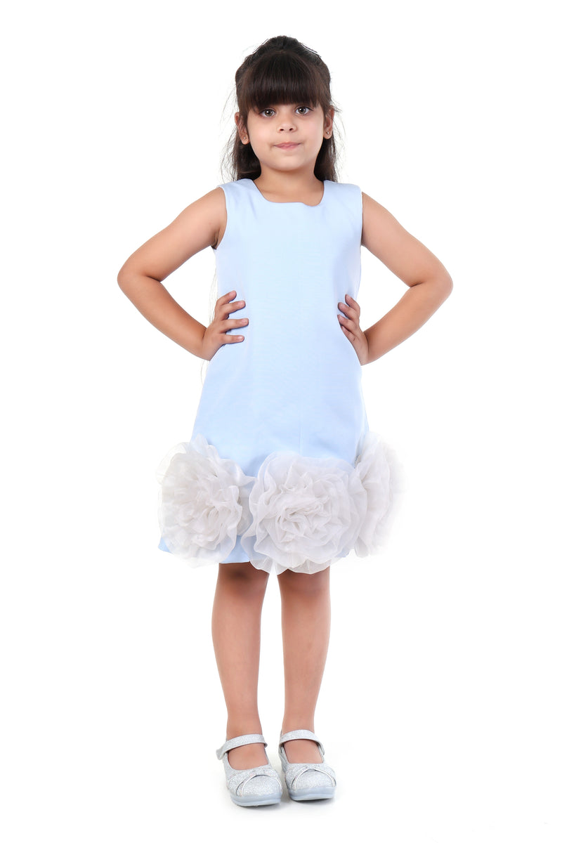 Bluebell Charm Sky Blue Floral Party Dress for Girls