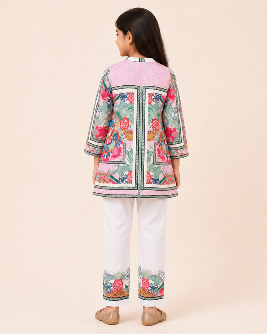 Pink Floral Printed Kurta Co-Ords Set
