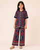Navy Blue Printed Shirt Collar Co-Ords Set