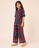 Navy Blue Printed Shirt Collar Co-Ords Set