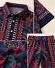 Navy Blue Printed Shirt Collar Co-Ords Set