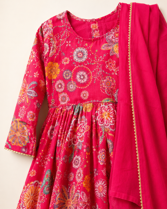 Rani Pink Floral Printed Sharara Set