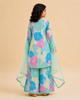 Aqua Floral Printed Kurta Sharara Set With Dupatta