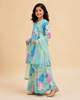 Aqua Floral Printed Kurta Sharara Set With Dupatta