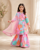 Pink Floral Printed Kurta Sharara Set With Dupatta
