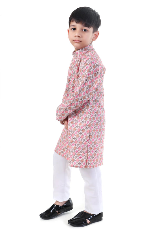 Vibrant Multi-Color Printed Kurta Pajama Set for Boys