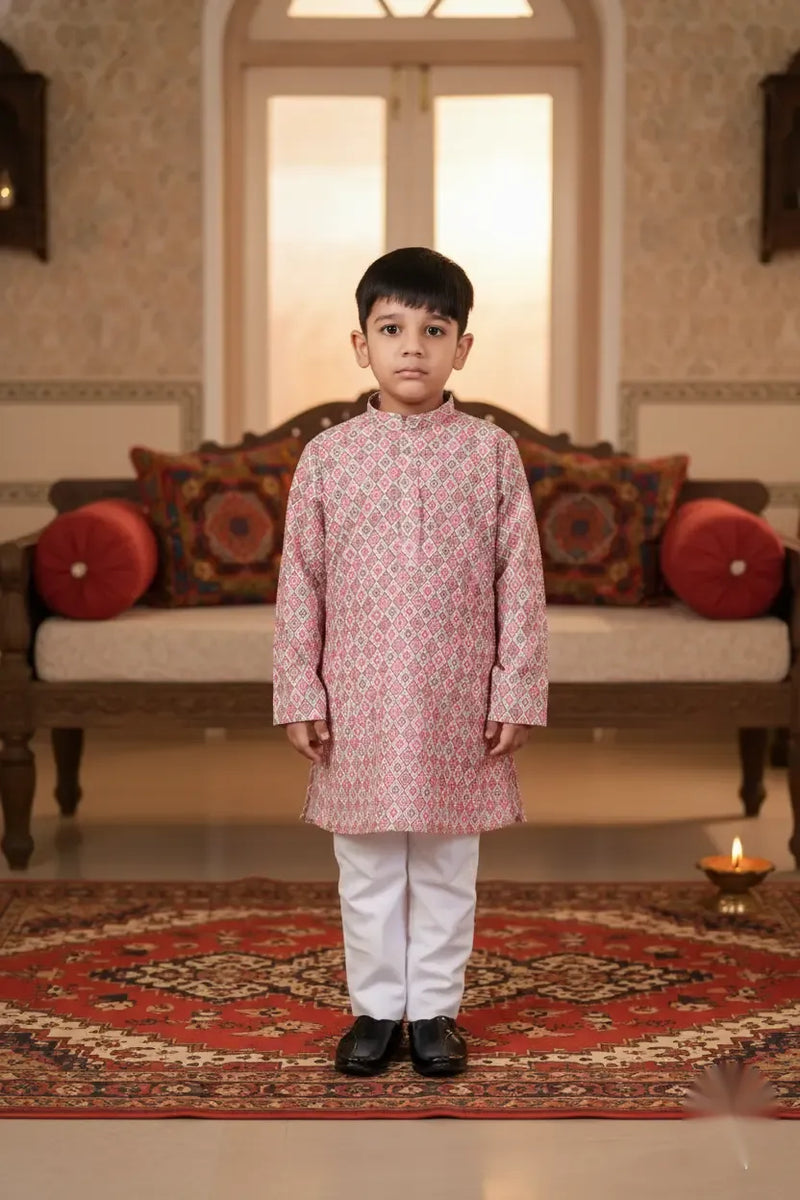 Vibrant Multi-Color Printed Kurta Pajama Set for Boys
