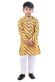 Golden Mustard Printed Kurta Pajama Set for Boys