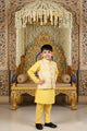 Golden Glow Yellow Printed Kurta Koty Set for Boys