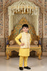 Golden Glow Yellow Printed Kurta Koty Set for Boys