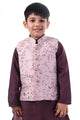 Blush Bloom Peach Printed Kurta Koty Set for Boys