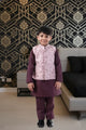 Blush Bloom Peach Printed Kurta Koty Set for Boys
