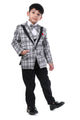 White Check Pattern Premium Tuxedo Suit for Boys
