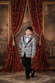 White Check Pattern Premium Tuxedo Suit for Boys