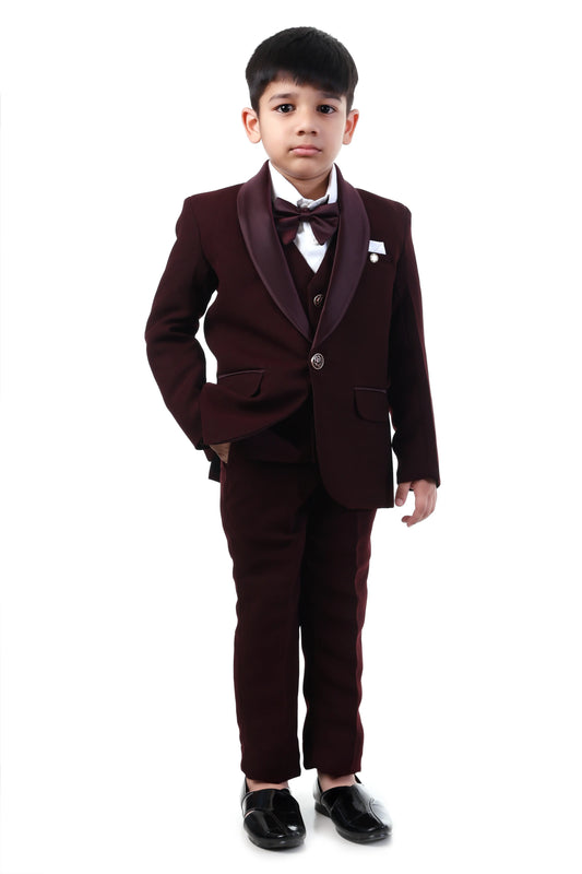 Burgundy Wine Premium Tuxedo Suit for Boys Party Wear