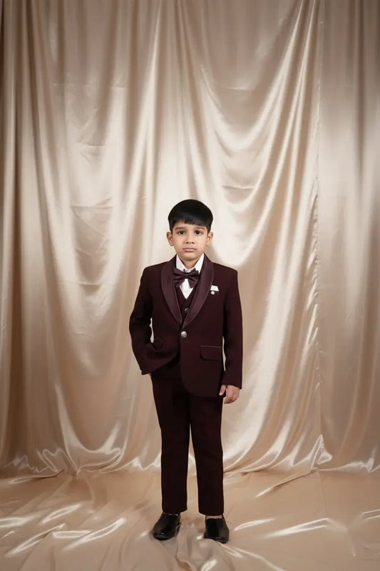 Burgundy Wine Premium Tuxedo Suit for Boys Party Wear