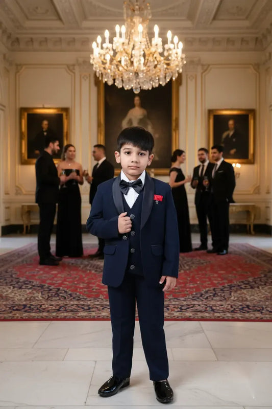 Navy Luxe Premium Tuxedo Suit for Boys Formal Wear
