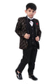 Royal Black & Gold Embroidered Tuxedo Suit for Boys