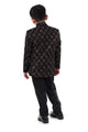 Royal Black & Gold Embroidered Tuxedo Suit for Boys