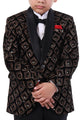 Royal Black & Gold Embroidered Tuxedo Suit for Boys