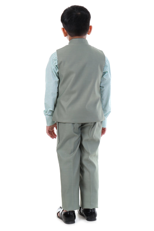 Emerald Elegance Boys Festive 3-Piece Jacket Suit