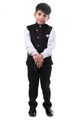 Jet Black 3-Piece Asymmetric Jacket Suit for Boys