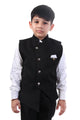 Jet Black 3-Piece Asymmetric Jacket Suit for Boys