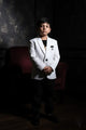 White Speckled Embroidered Party Blazer for Boys