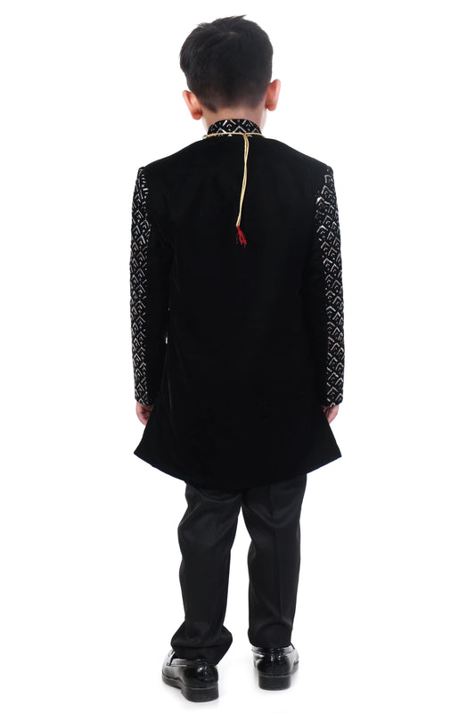 Midnight Prince Boys Indo-Western Sherwani Set