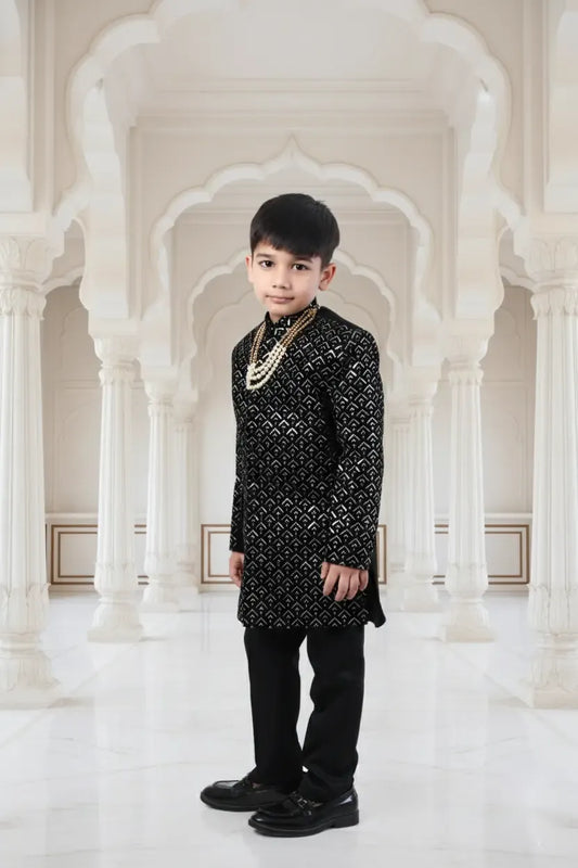 Midnight Prince Boys Indo-Western Sherwani Set