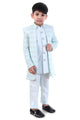 Mint Pearl Prince Embroidered Indo-Western Set for Boys