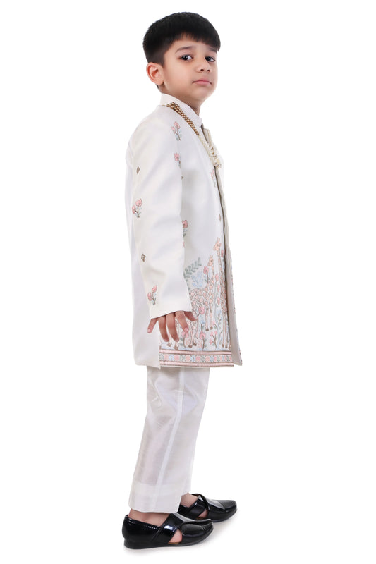 Giraffe Garden Embroidered Indo-Western Outfit for Boys