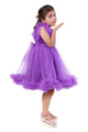 Plum Twirl Purple Girls Party Net Frock with Belt