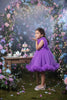 Plum Twirl Purple Girls Party Net Frock with Belt