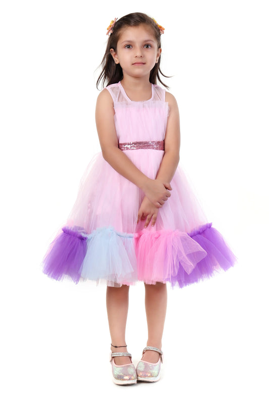 Candy Carousel Pink Tulle Layered Party Dress for Girls