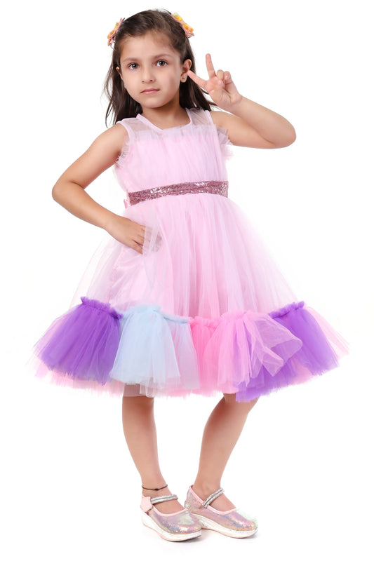 Candy Carousel Pink Tulle Layered Party Dress for Girls
