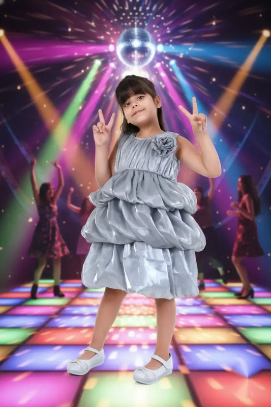 Glimmer Puff Grey Balloon Party Dress for Girls