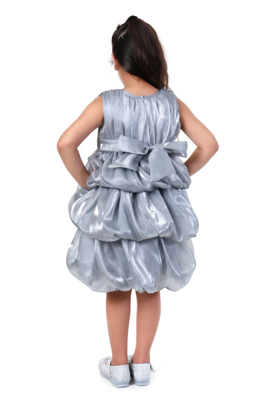 Glimmer Puff Grey Balloon Party Dress for Girls