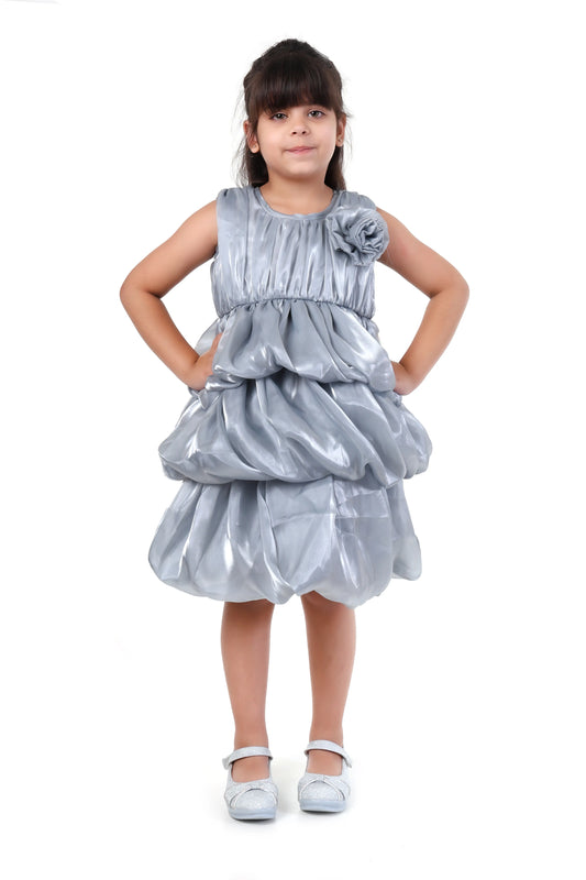 Glimmer Puff Grey Balloon Party Dress for Girls