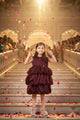 Velvet Berry Wine Balloon Party Dress for Girls