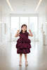 Velvet Berry Wine Balloon Party Dress for Girls