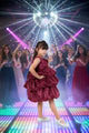 Velvet Berry Wine Balloon Party Dress for Girls