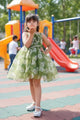 Emerald Blossom Green Tulle Party Dress for Girls