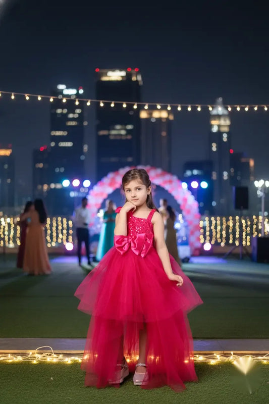 Magenta Magic High-Low Party Gown for Girls