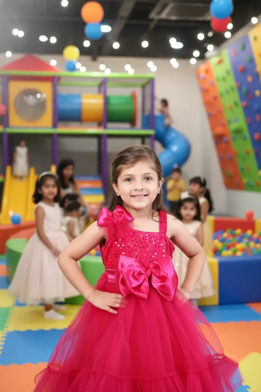 Magenta Magic High-Low Party Gown for Girls