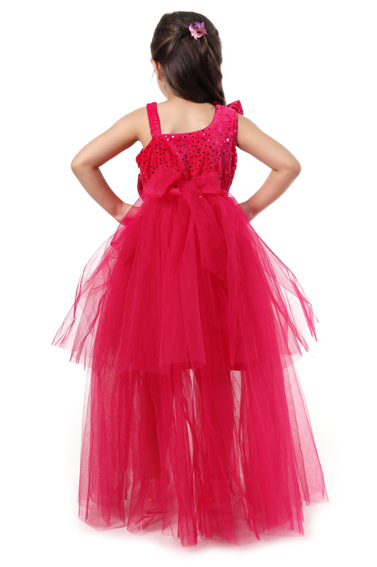 Magenta Magic High-Low Party Gown for Girls