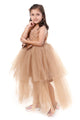 Rose Gold Radiance High-Low Gown for Girls Party Wear