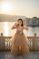 Rose Gold Radiance High-Low Gown for Girls Party Wear