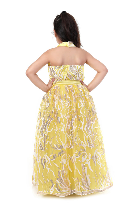 Golden Gleam Yellow Girls Festive Lehenga Choli