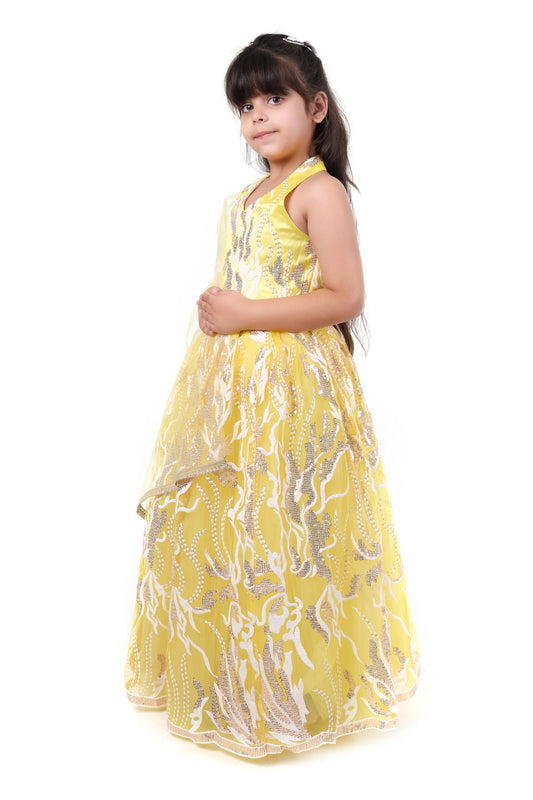 Golden Gleam Yellow Girls Festive Lehenga Choli